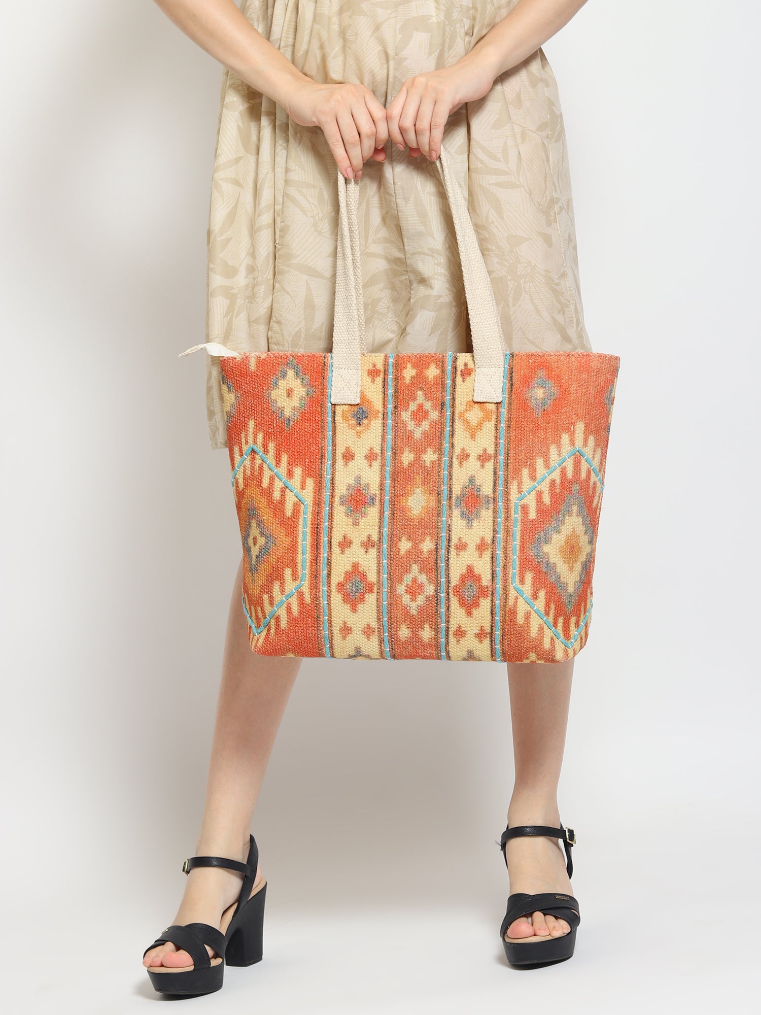 Fargo digital-printed tote bag, side view — Art Avenue
