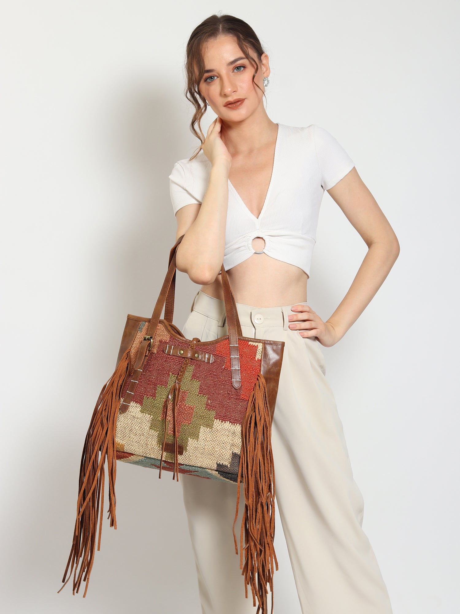 Bohemian kilim handbag second view — Art Avenue