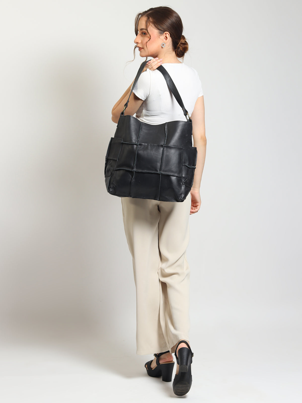 Blazon patchwork handbag second view — Art Avenue
