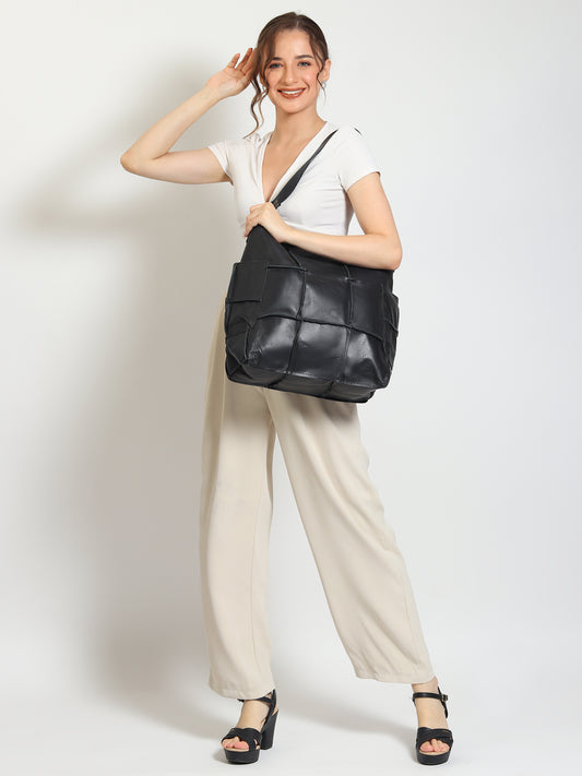 Blazon leather patchwork handbag — Art Avenue