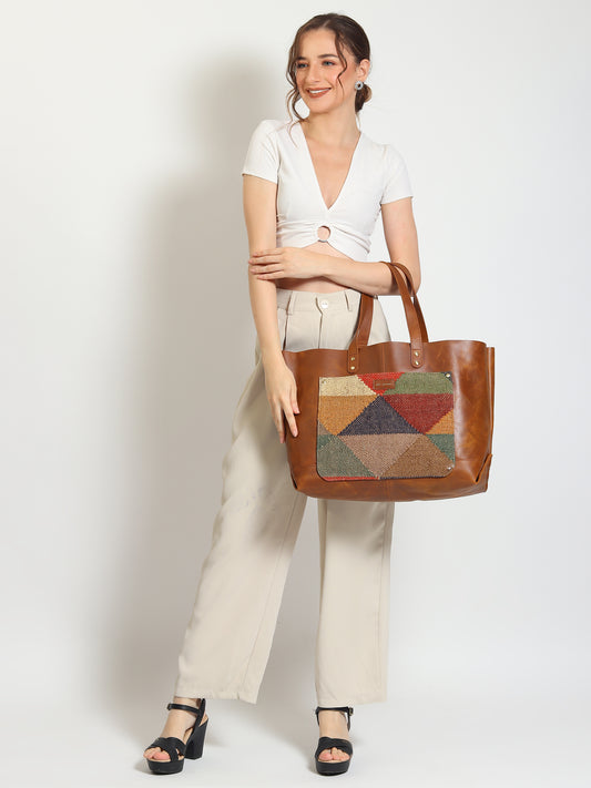 Sarah kilim and leather handbag — Art Avenue