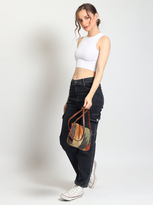 Alpha kilim and leather sling bag — Art Avenue