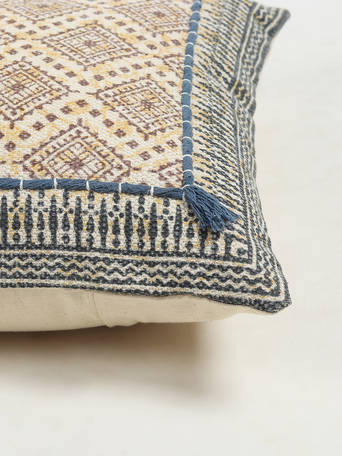 Gazbia Block-Printed Square Cushion Cover