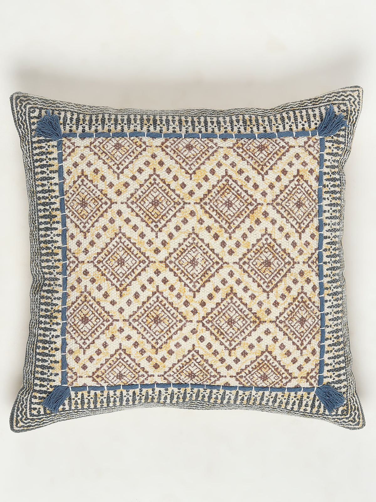 Gazbia Block-Printed Square Cushion Cover