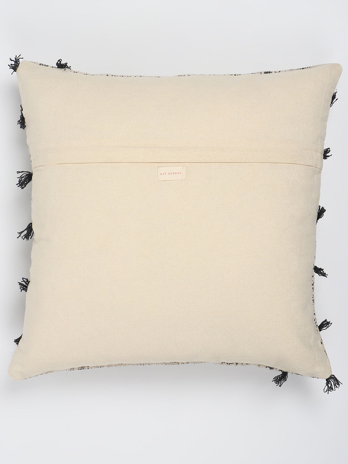 Charcoal Whimsical Block-Printed Square Cushion Cover