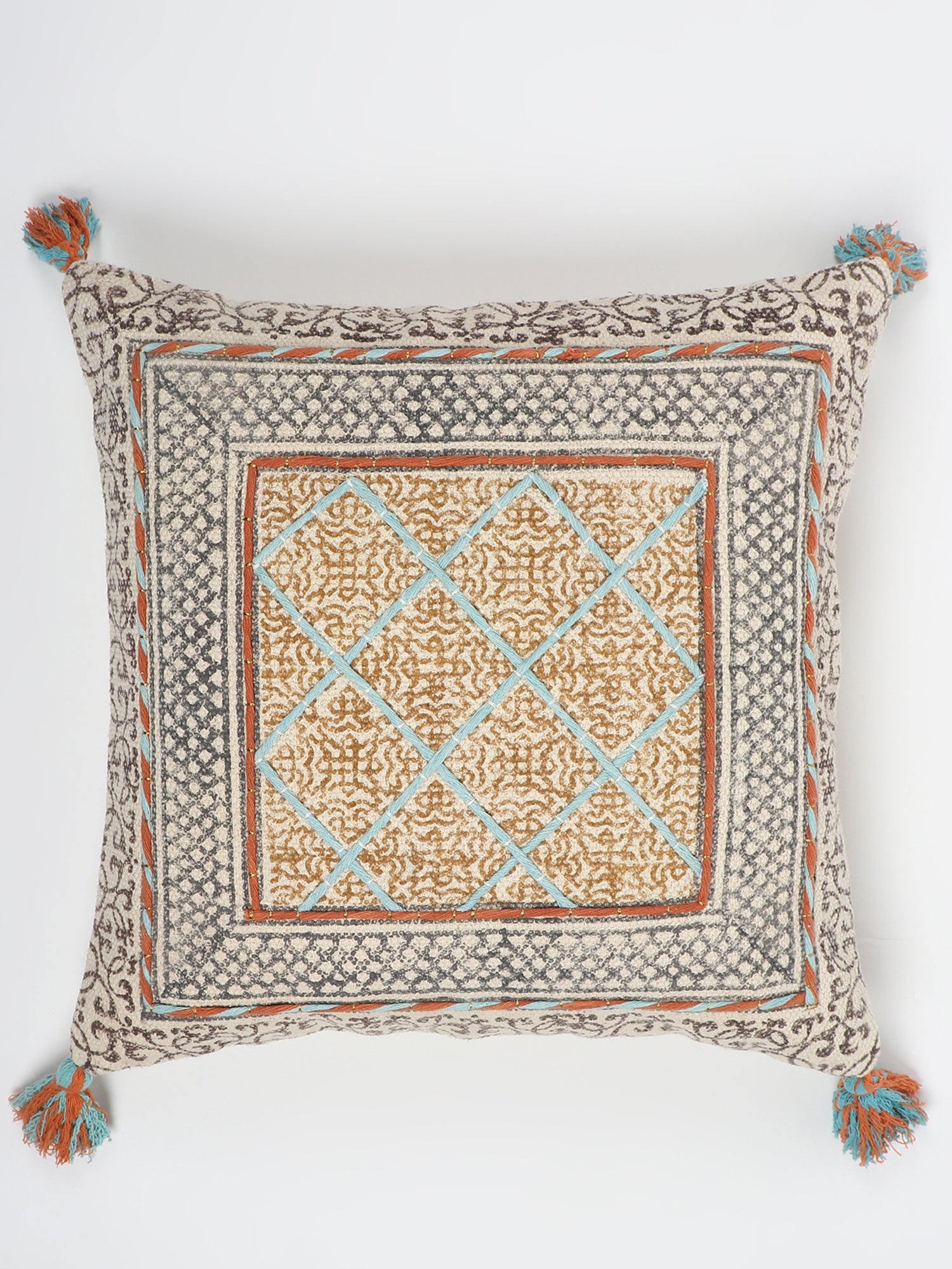 Lily Block-Printed Square Cushion Cover