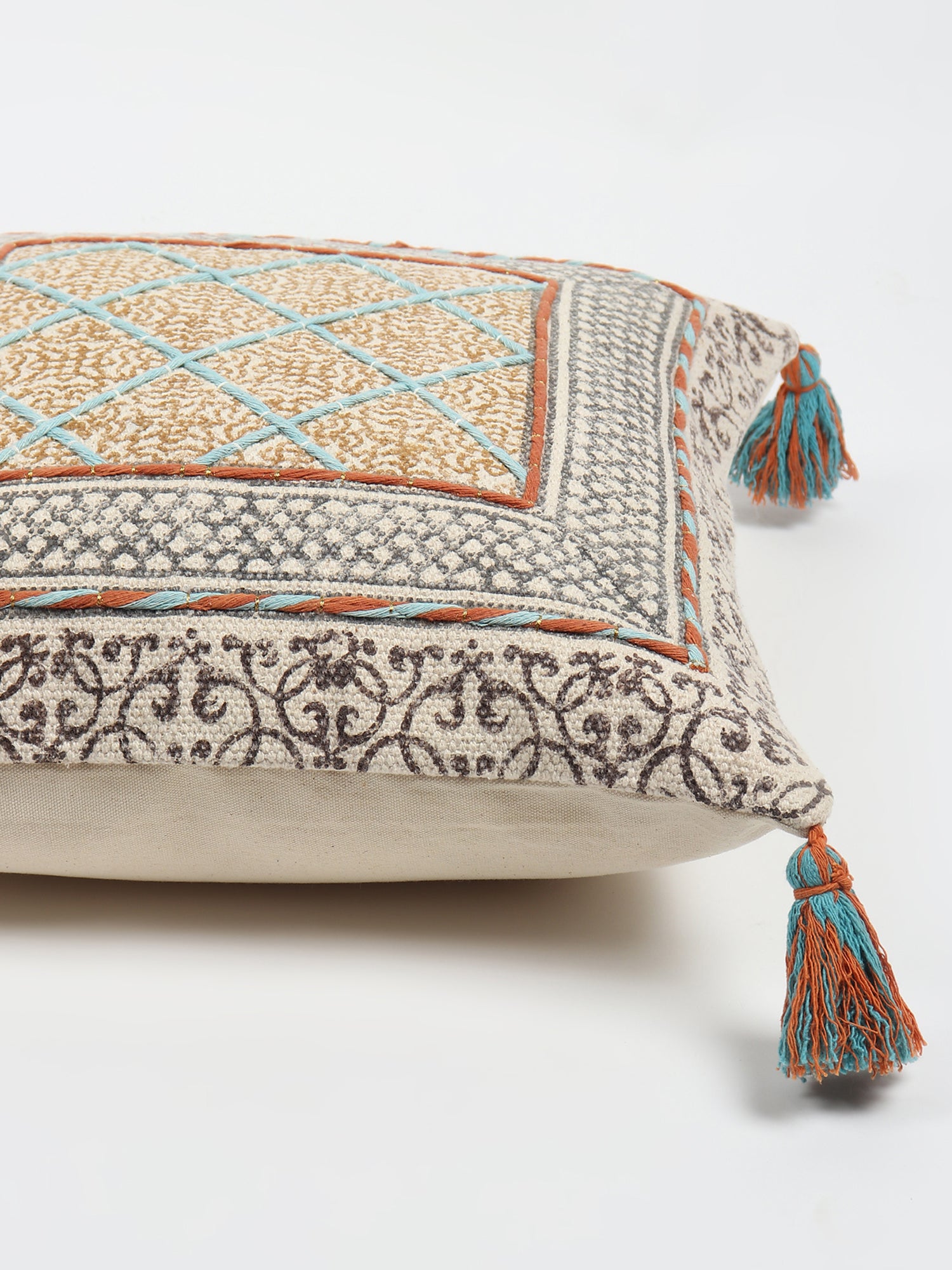 Lily Block-Printed Square Cushion Cover