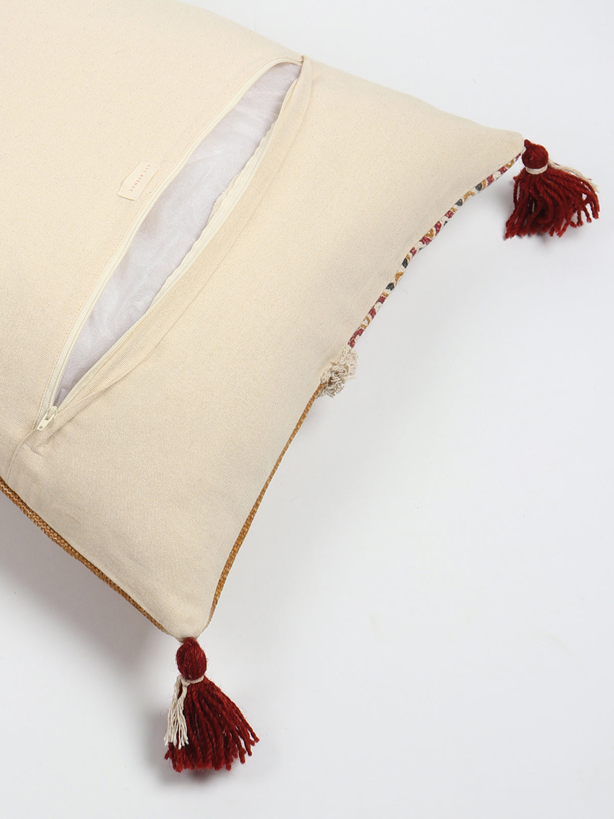 Rough Block-Printed Shaggy Square Cushion Cover