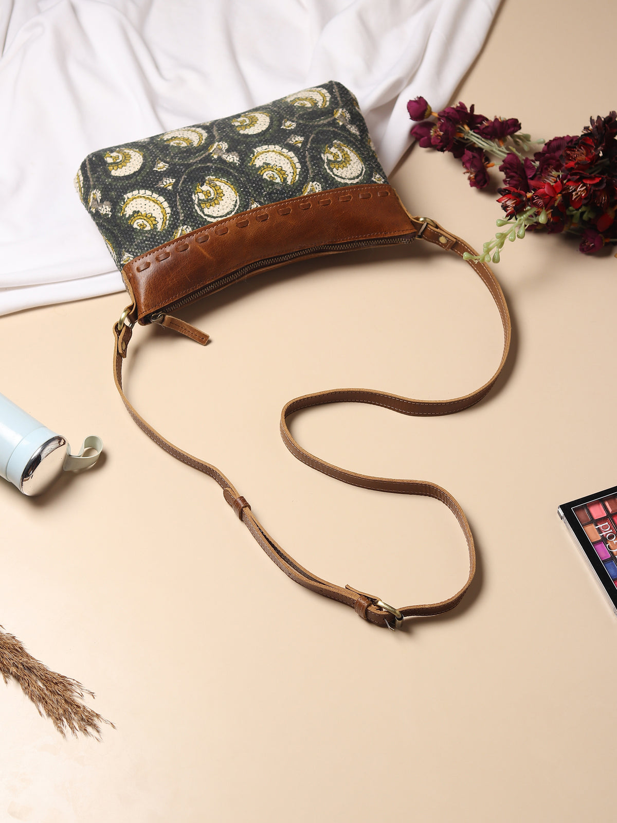 Adam printed fabric sling bag detail — Art Avenue