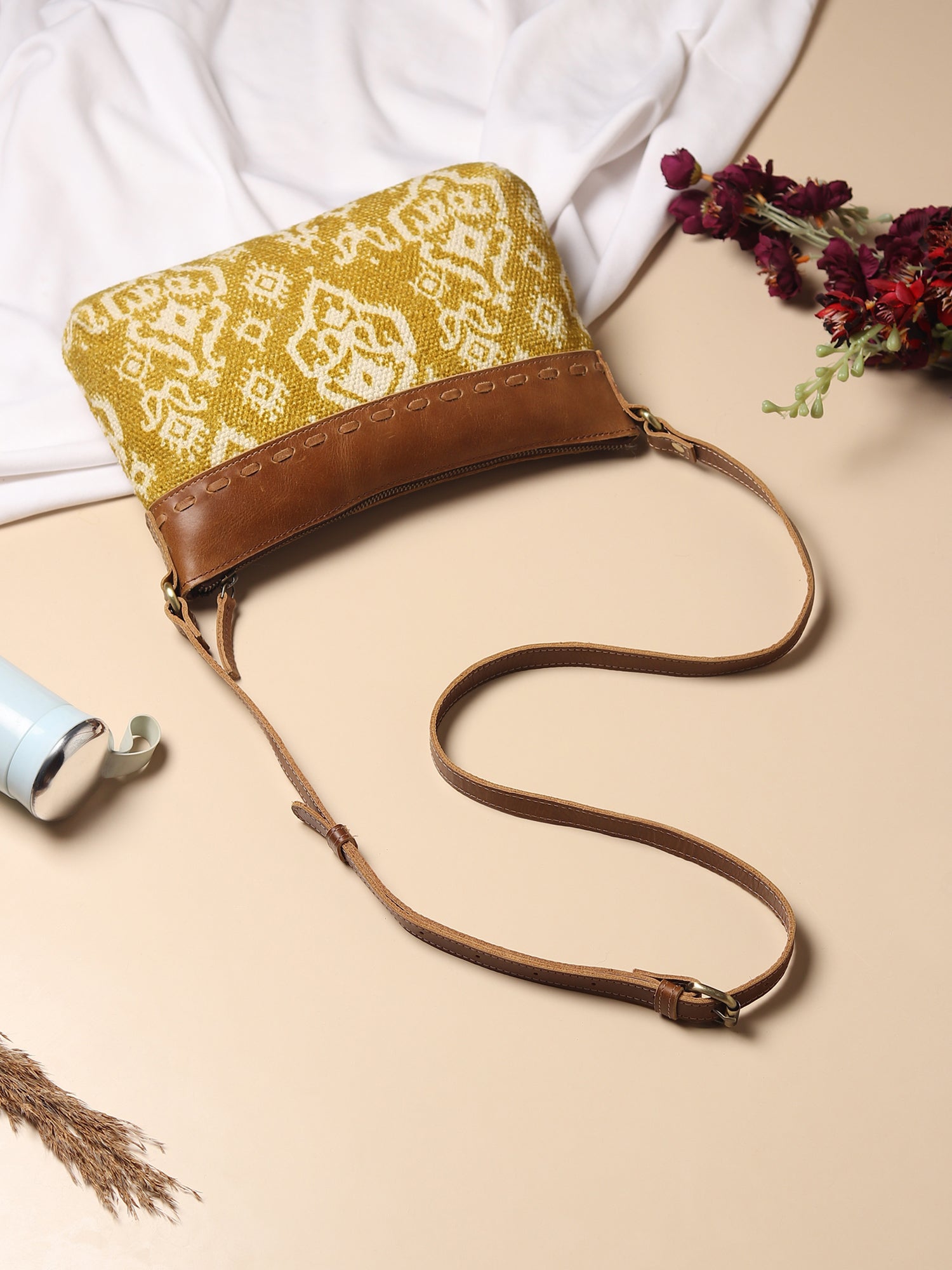 Ayla printed fabric sling bag detail — Art Avenue