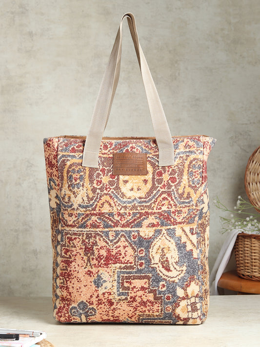 Divisara block-printed embroidered cotton tote bag — Art Avenue
