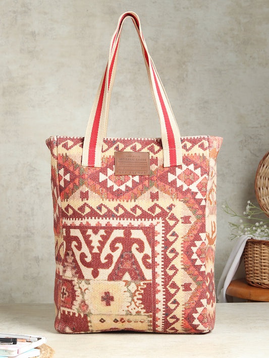 Coutivana block-printed embroidered cotton tote bag — Art Avenue