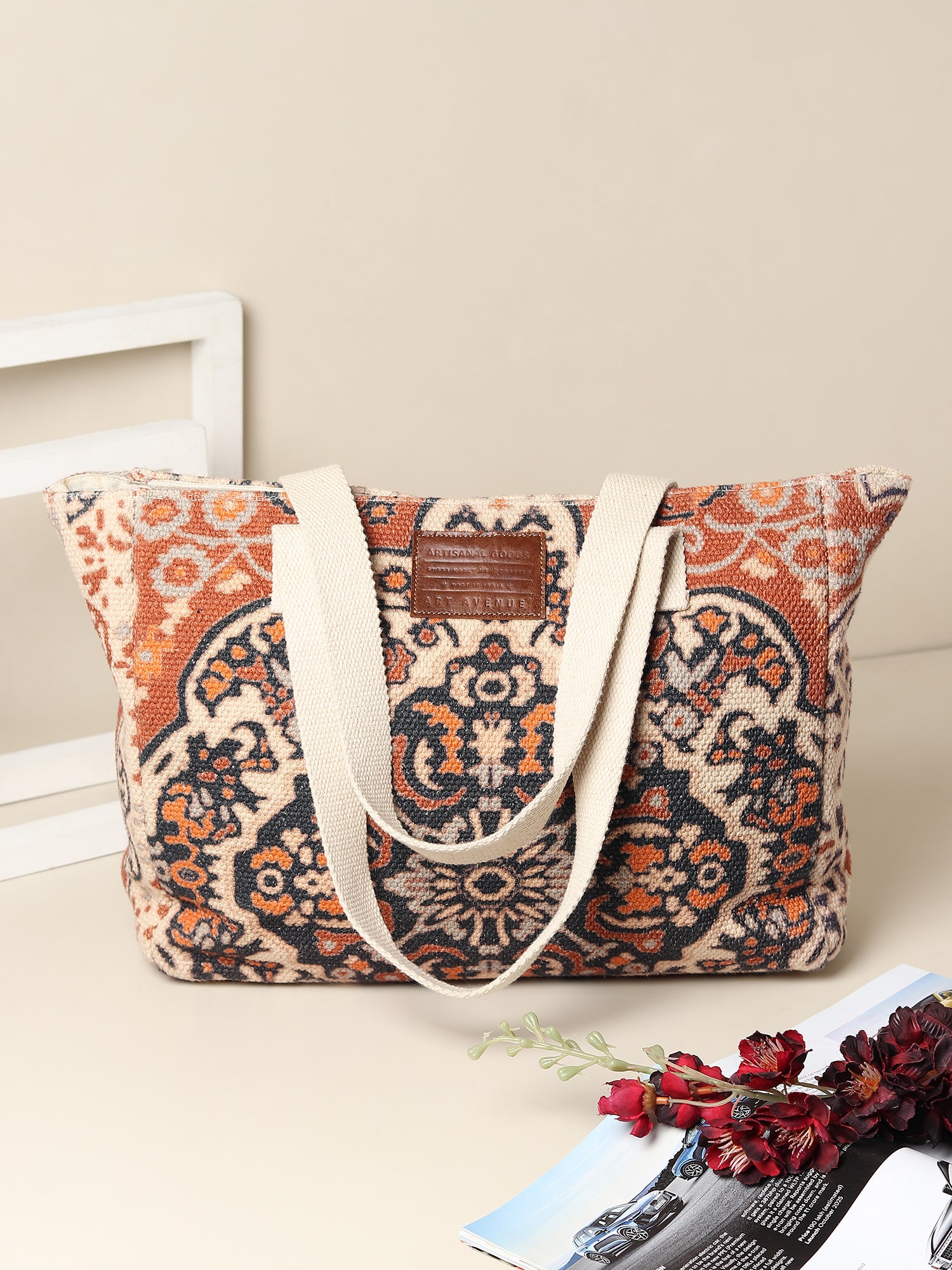 Marquess tote bag embroidery detail — Art Avenue