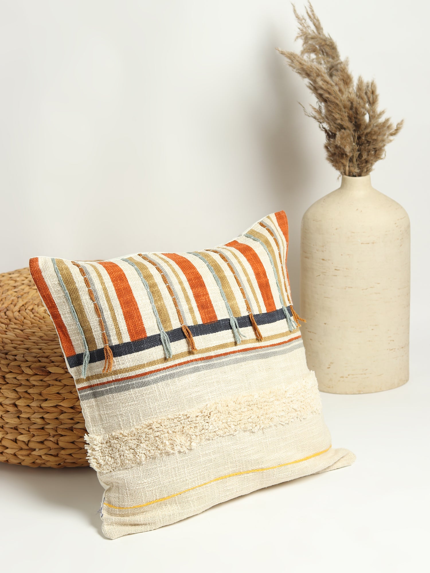 Elektra Printed Tufted Square Cushion Cover