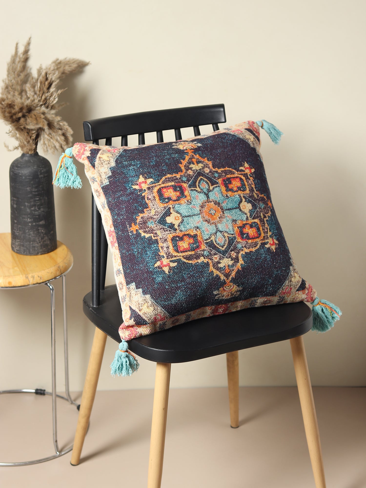 Azalea Block-Printed Square Cushion Cover