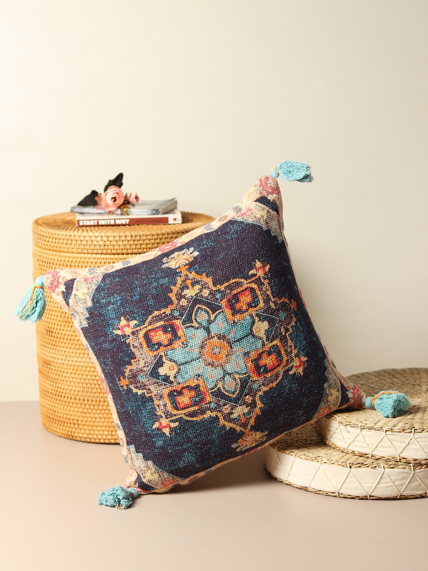 Azalea Block-Printed Square Cushion Cover