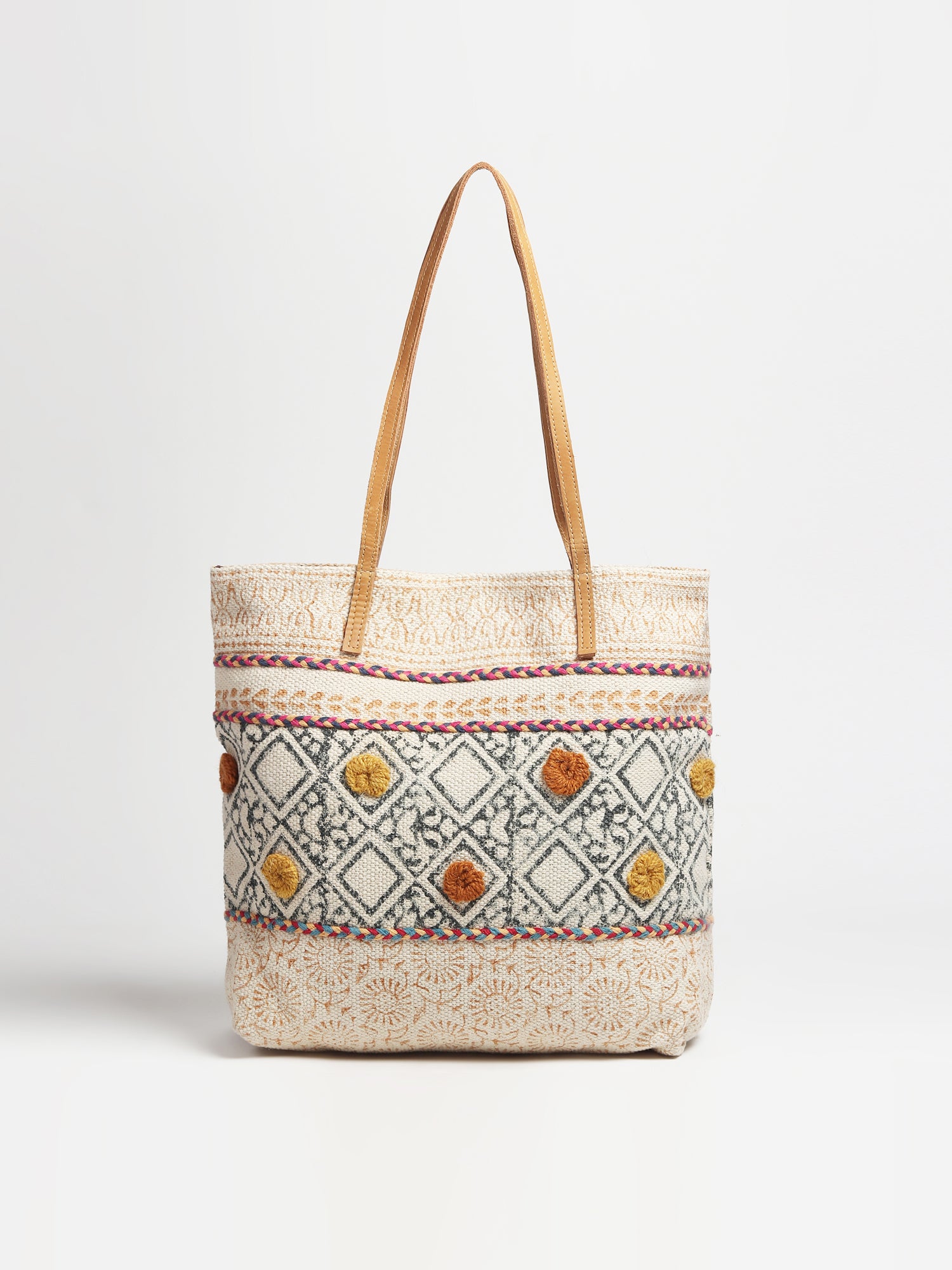 Maize cotton tote bag exterior detail — Art Avenue