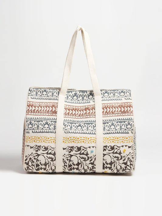 Dikt block-printed cotton tote bag — Art Avenue