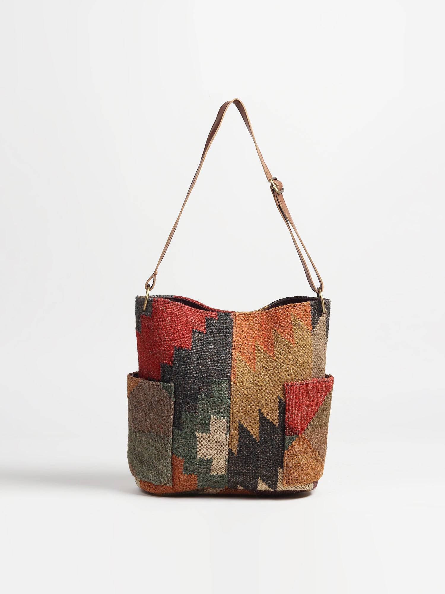 Doodle kilim and leather handbag interior — Art Avenue