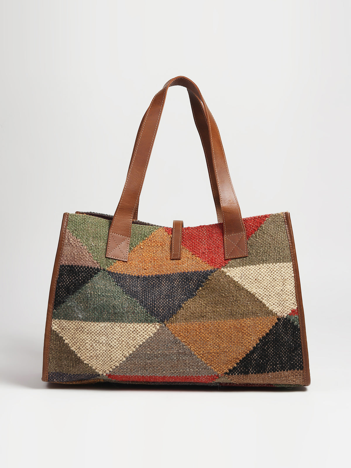 Umbra kilim and leather handbag, alternate view — Art Avenue