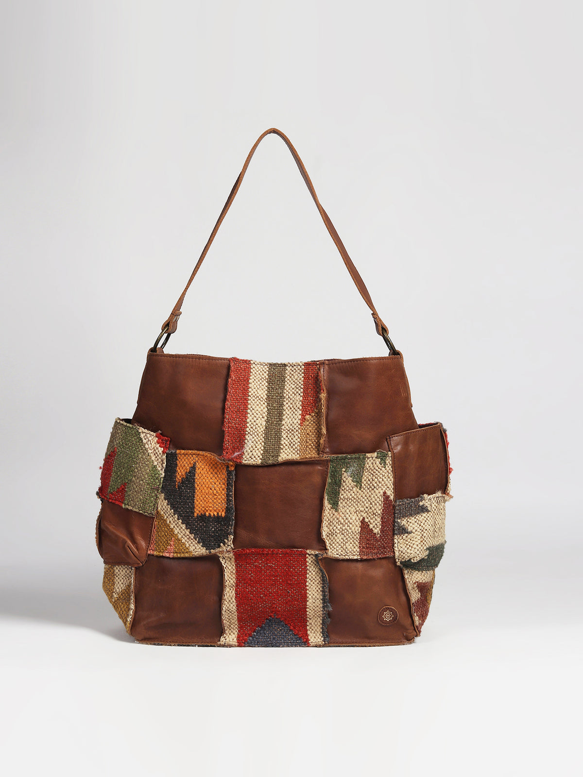 Behoove leather and kilim patchwork handbag, alternate view — Art Avenue