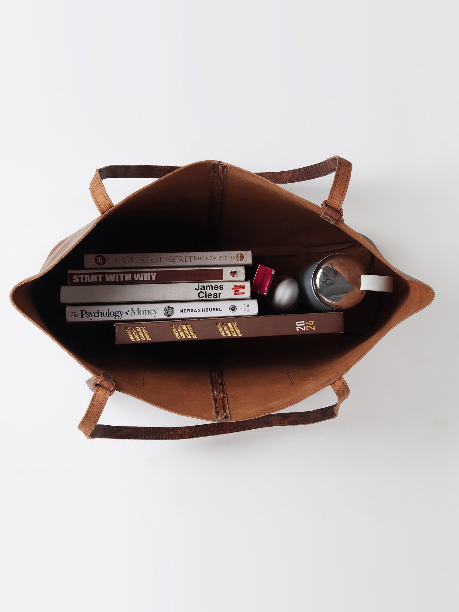 Avarice leather tote bag alternate angle — Art Avenue