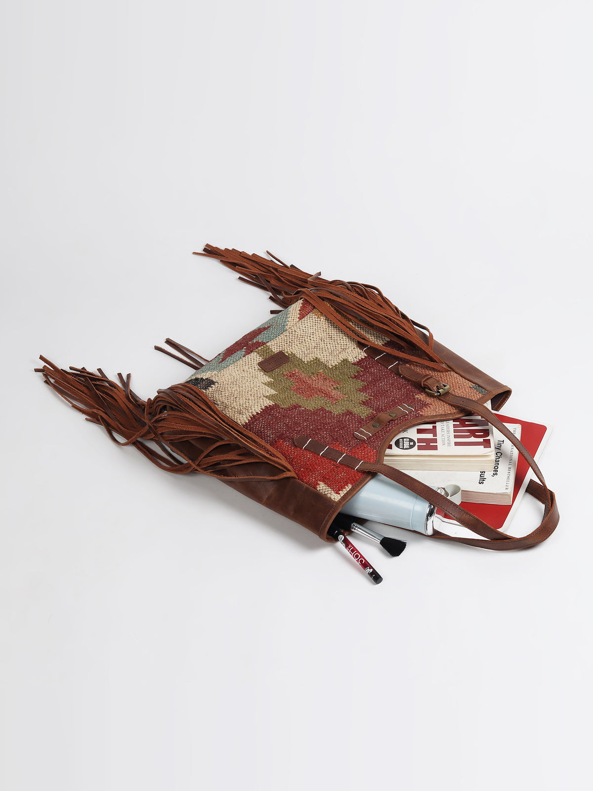 Bohemian kilim handbag hardware detail — Art Avenue