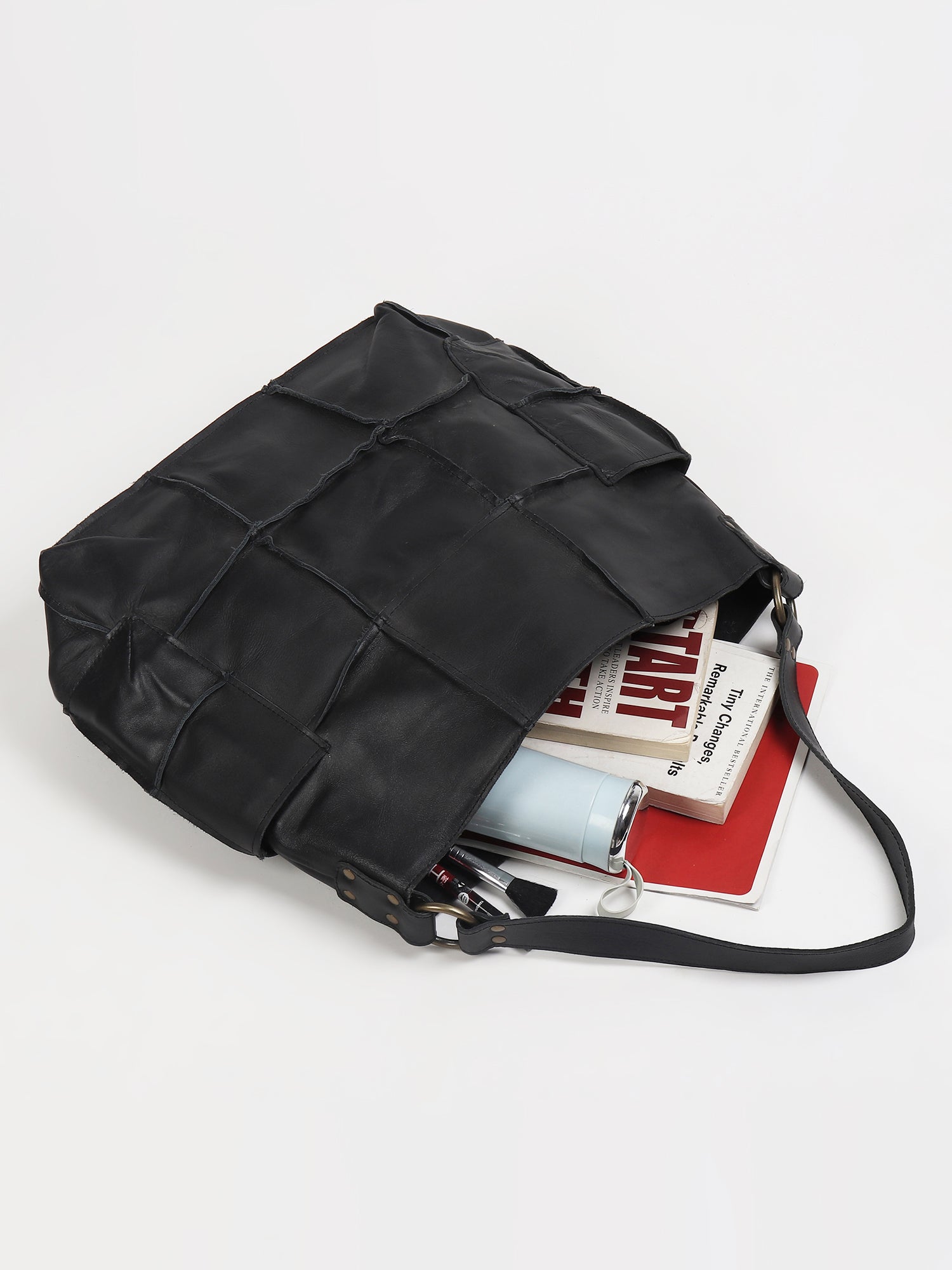 Blazon leather patchwork handbag interior — Art Avenue