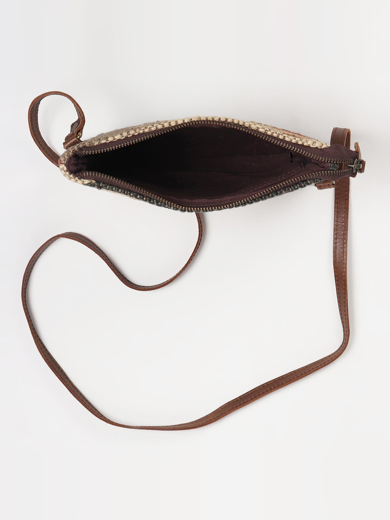 Lauris kilim and leather sling bag lifestyle — Art Avenue
