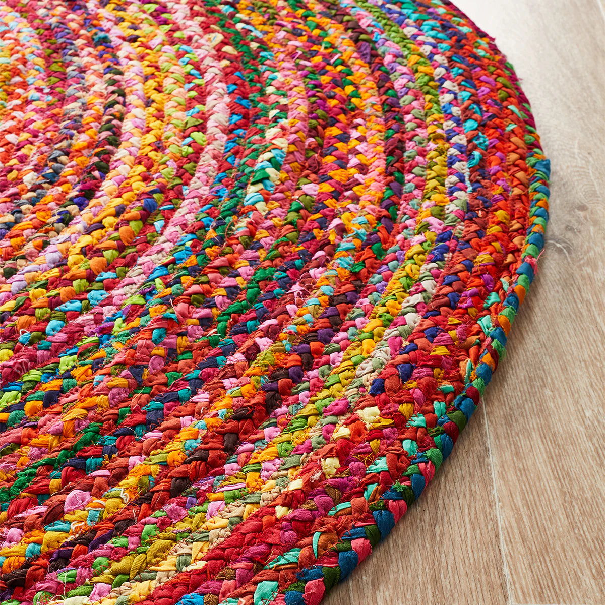 Justified Round Braided Recycled Chindi Rug