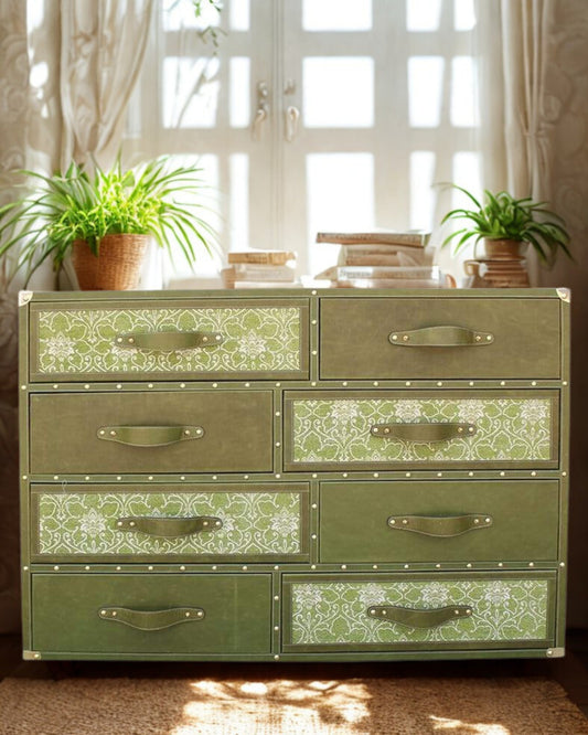 Leather & Printed Cotton Chest of Drawers — Art Avenue