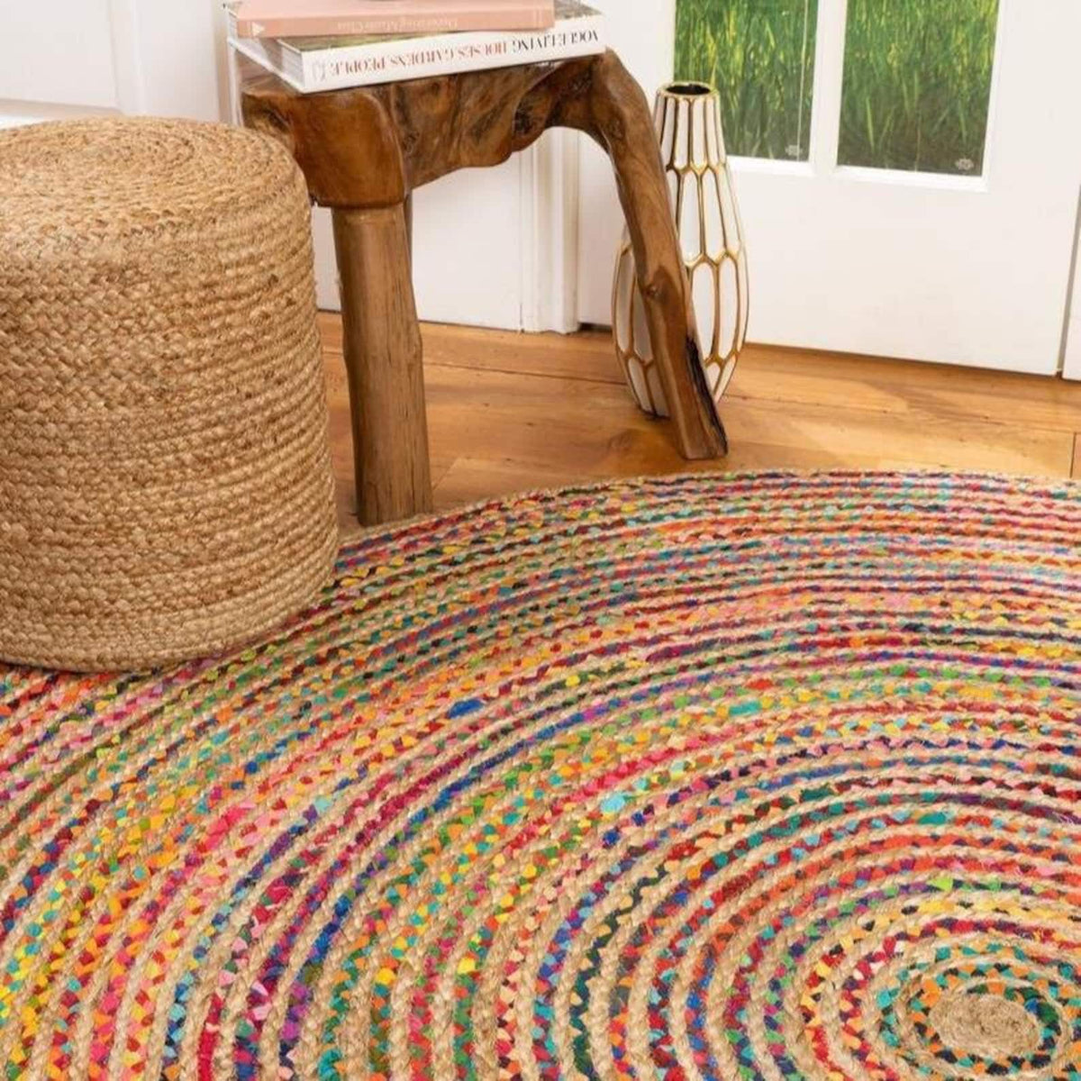 Belezza Round Braided Jute & Chindi Rug