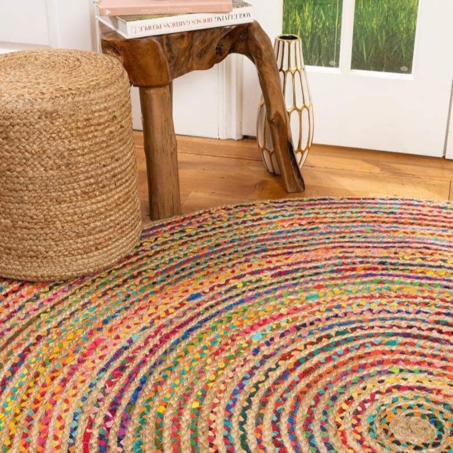 Belezza Round Braided Jute & Chindi Rug