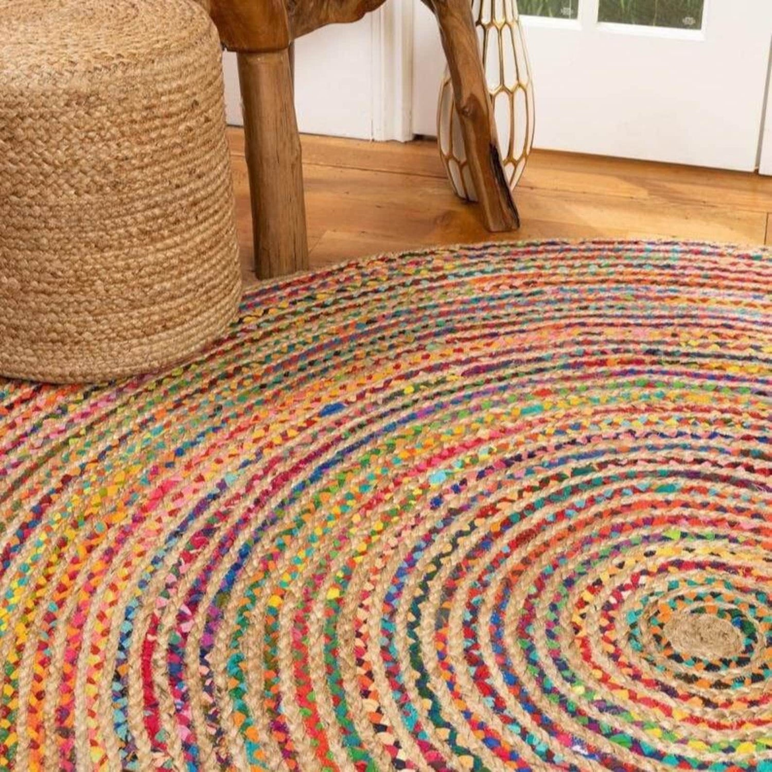 Belezza Round Braided Jute & Chindi Rug