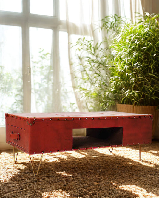 Leather Coffee Table with Metal Legs — Art Avenue