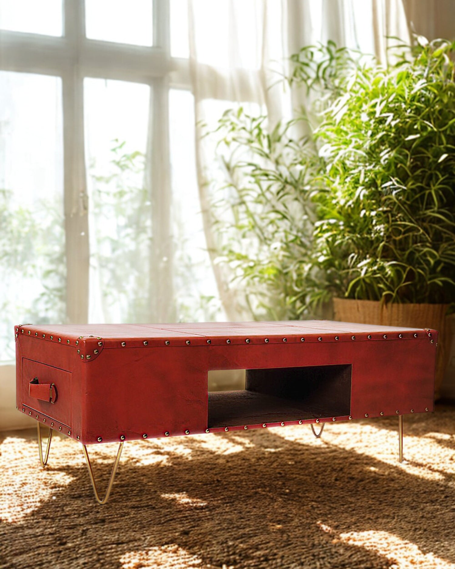 Leather Coffee Table with Metal Legs — Art Avenue