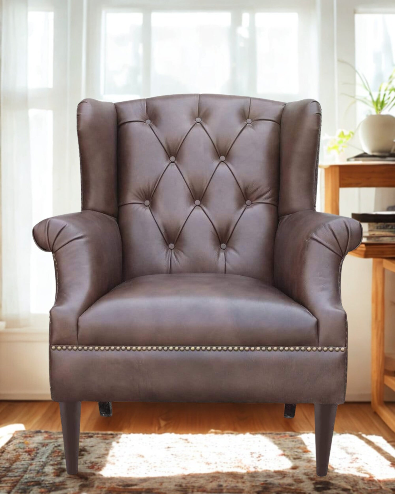 Altis leather wing back armchair — Art Avenue
