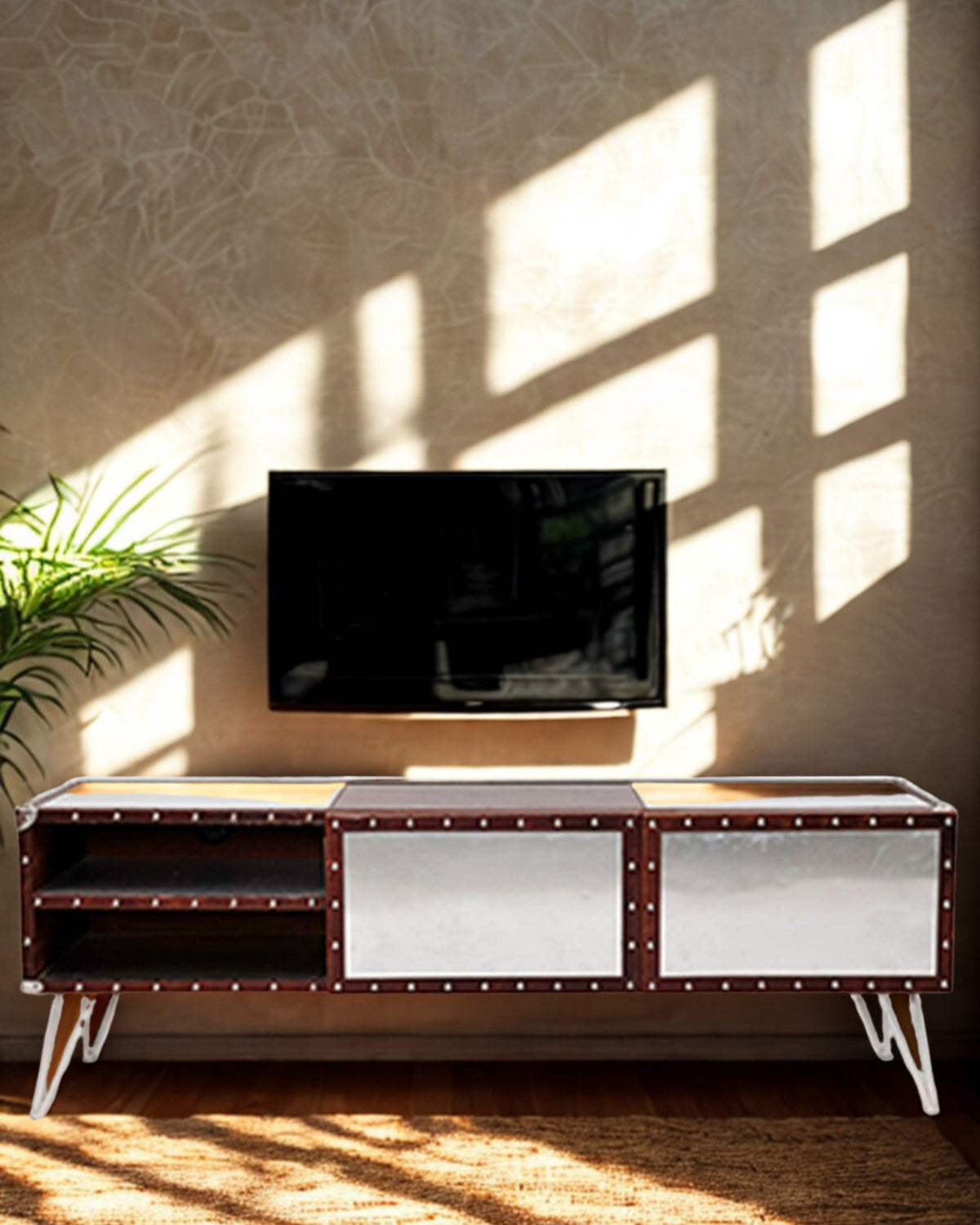 Aluminium & Leather TV Unit — Art Avenue