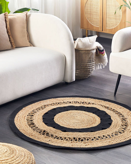 Ajman Hand-Braided Round Jute Rug — Red