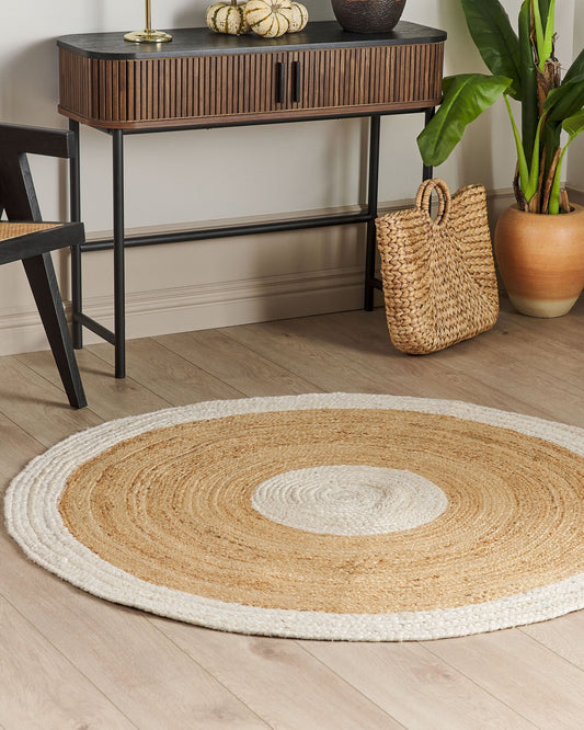 Conan round braided jute rug — handmade in Jaipur