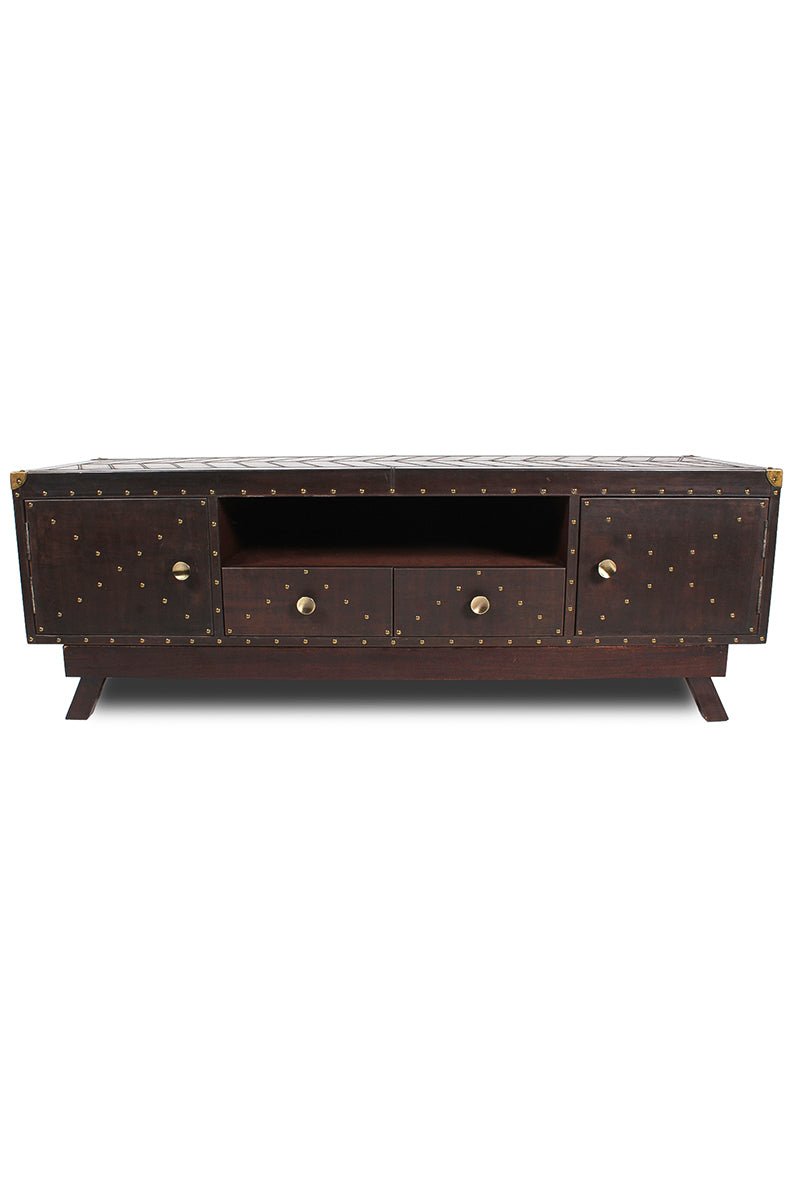 Fairfield leather TV unit — front view — Art Avenue