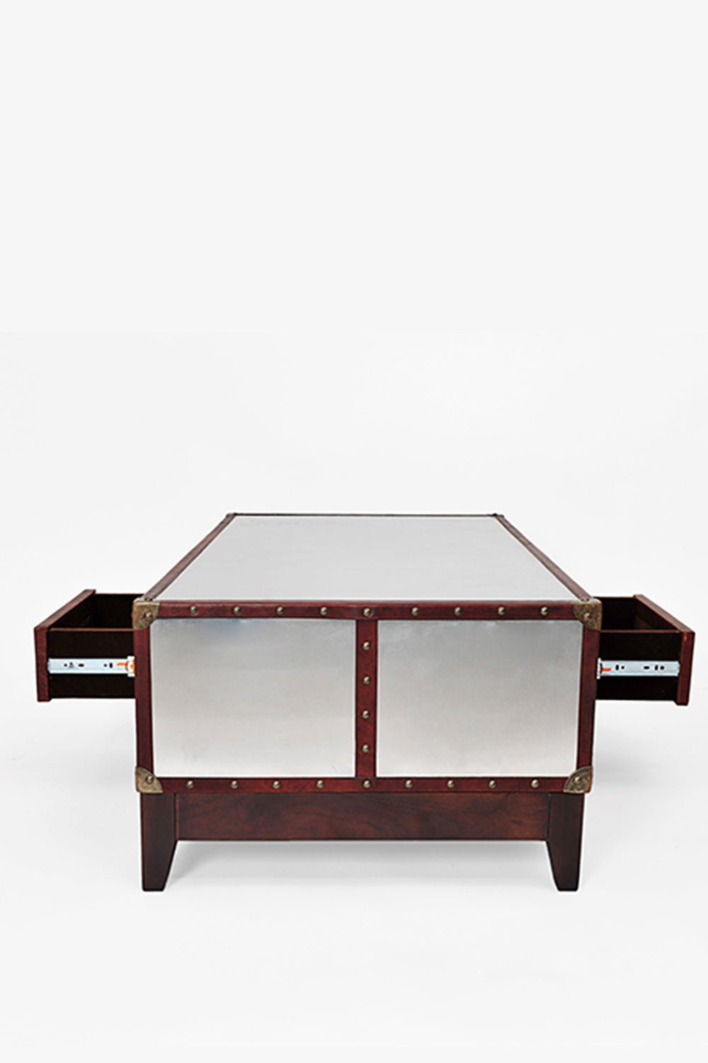 Silver aluminium and leather coffee table — Art Avenue