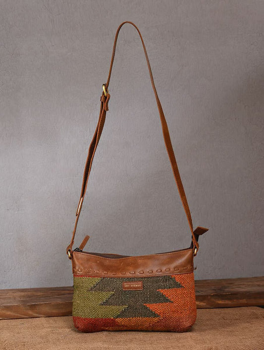 Aribo kilim and leather sling bag — Art Avenue
