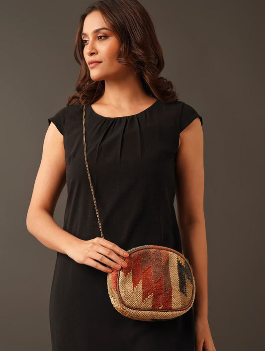 Jolly kilim and leather sling bag — Art Avenue