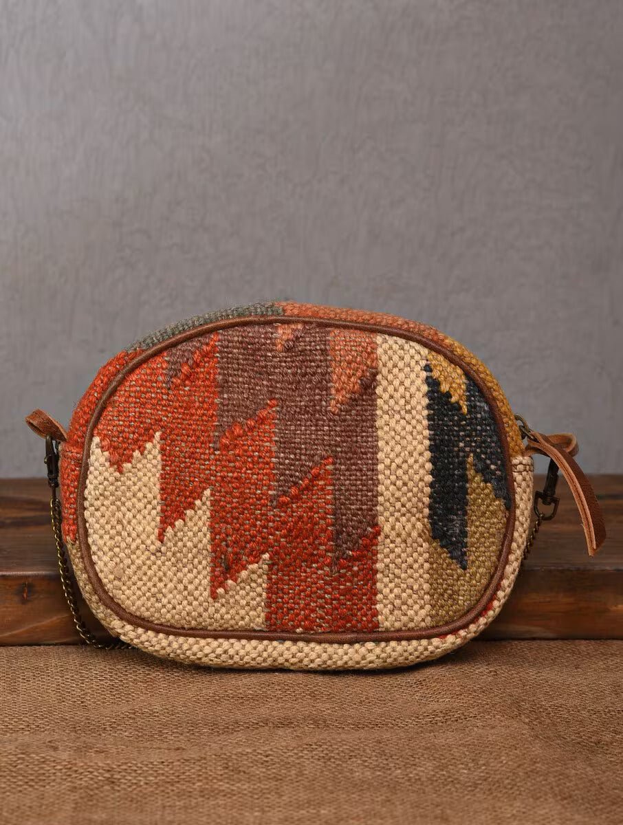 Jolly kilim and leather sling bag, alternate view — Art Avenue