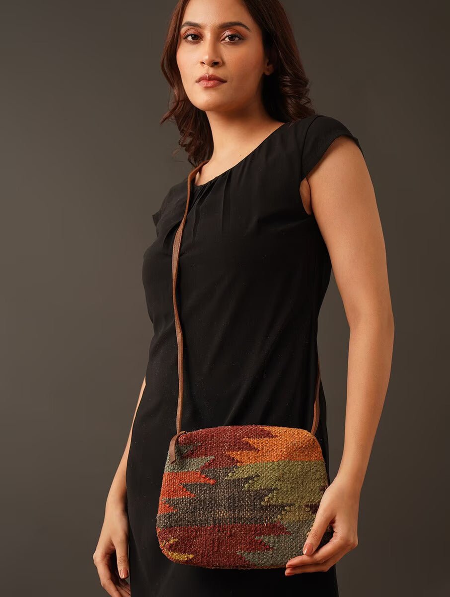 Alpha sling bag kilim pattern detail — Art Avenue