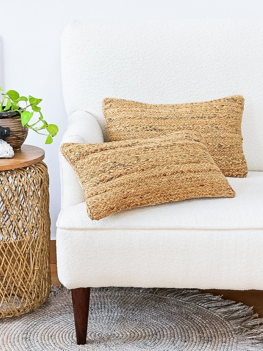 BELLARY- LUMBAR CUSHION COVER - JUTE BRAIDED - ART AVENUE