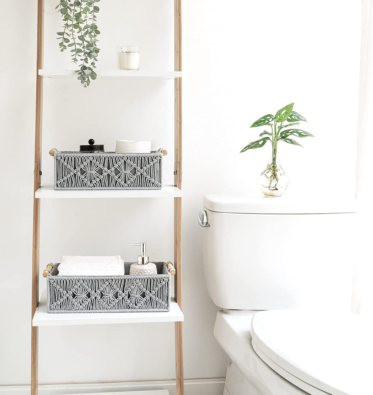 GRASP MACRAME BASKET GREY - ART AVENUE