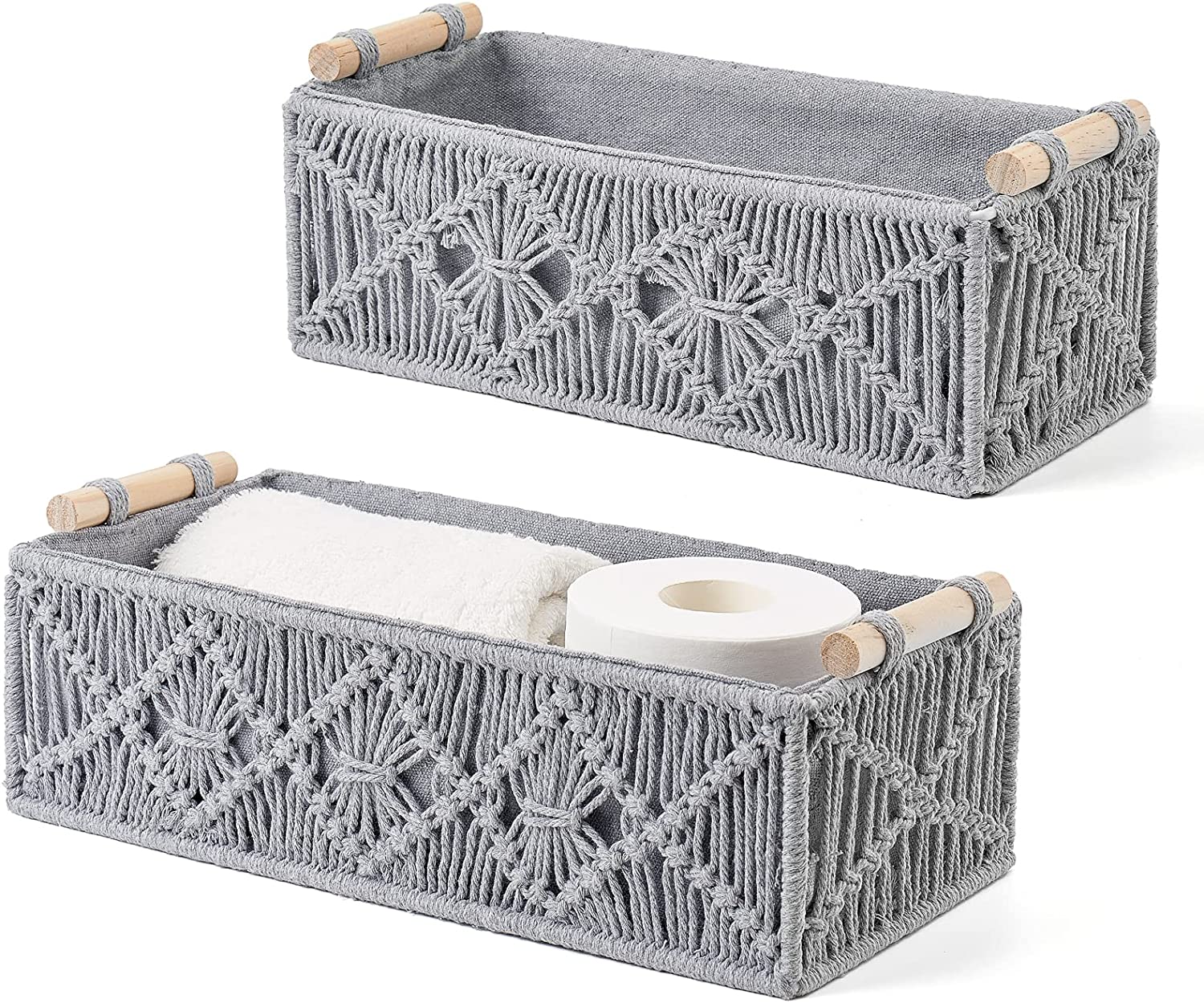 GRASP MACRAME BASKET GREY - ART AVENUE