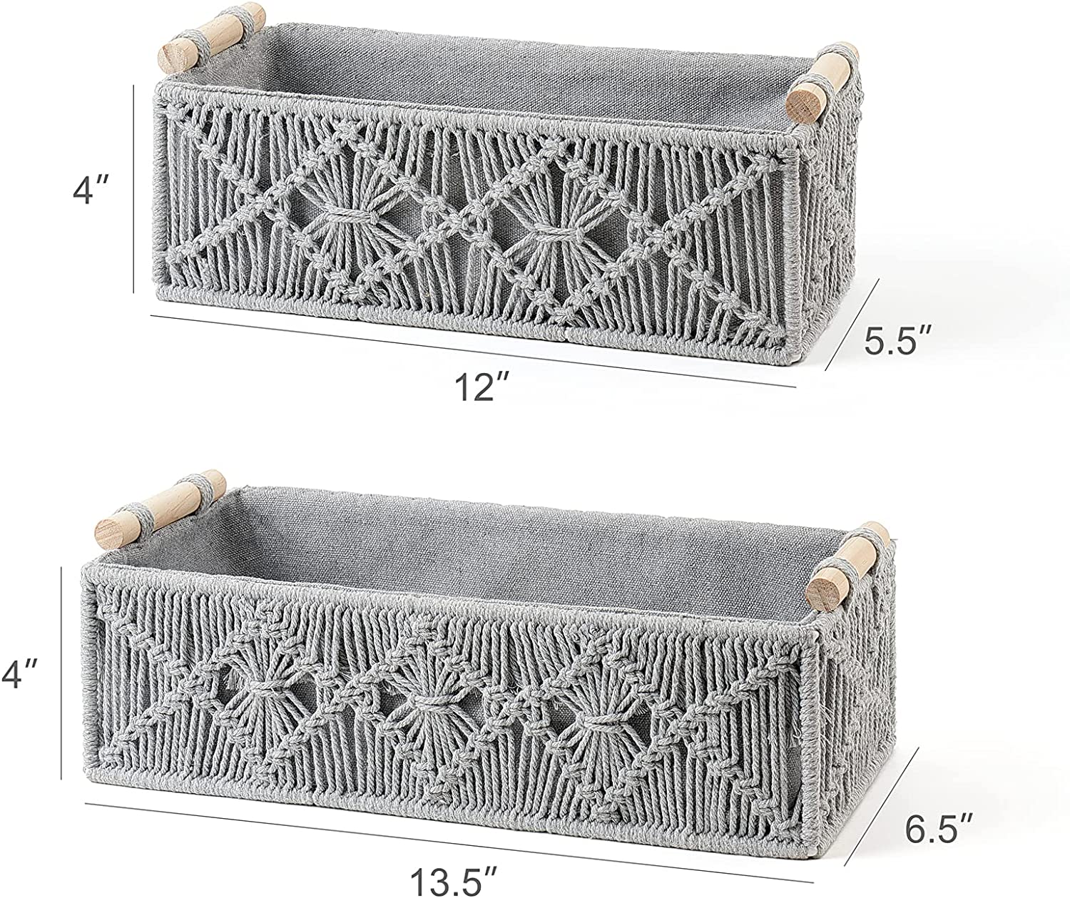 GRASP MACRAME BASKET GREY - ART AVENUE